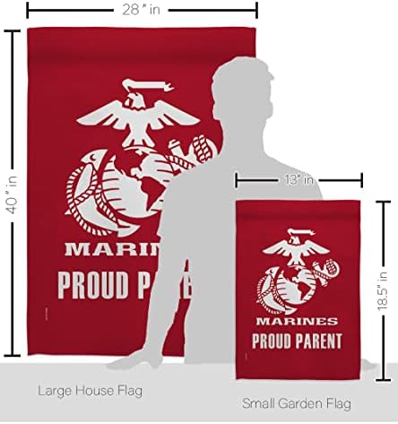 Proud Marine Parent Garden House Flag - Set Armed Forces Corps USMC Semper Fi United State American Military Veteran Retire Official - Banner Small Yard Gift Double-Sided Made in USA 28 X 40 - Image 2