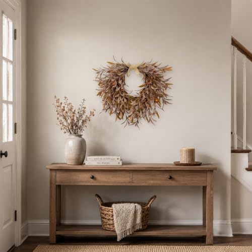 22 Inch Artificial Fall Heart Wreath for Front Door with Olive Leaves - Image 5