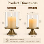 Hurricane Glass Candle Holders Set of 2, Weighted Base for Pillar Candles - Image 2