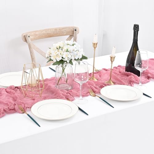 12 Pack Dusty Rose Cheesecloth Table Runner,20x120 in Table Runner - Image 4