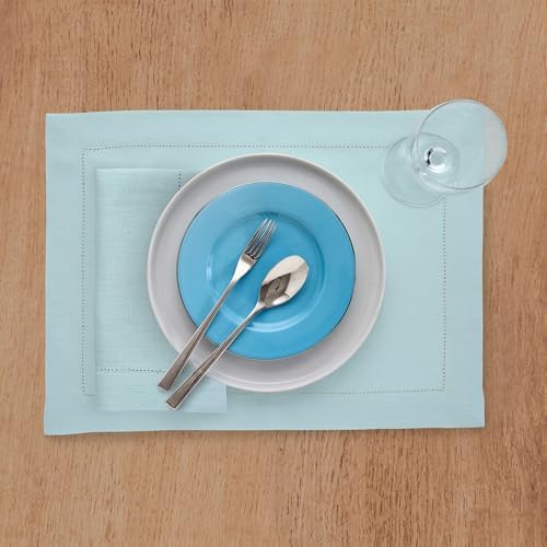Solino Home 100% Pure Linen Dinner Napkins Aqua Blue, 20 x 20 in, Set of 4 - Image 2