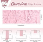 16 Pack Pink Table Runner 10FT Cheesecloth Table Runner Boho Gauze Table Runners Rustic Long Sheer Fabric Table Runners for Wedding Party Bridal Shower Farmhouse & Home Decor - Image 2