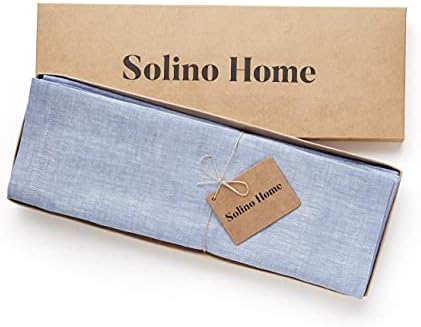 Solino Home 100% Linen Placemats Chambray Blue, Athena 14 x 19 in, Set of 4 - Image 3