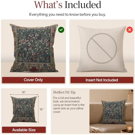 William Morris The Tree of Life II Tapestry Throw Pillow Cover 16 x 16 in - Image 6