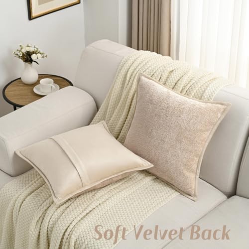 FUTEI Pack of 2 Chenille Soft Throw Pillow Covers 18x18 Inch, Oatmeal - Image 5