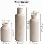 Pampas Grass with Vase Set – 3 Beige White Ceramic Vases with Natural Dried Pampas, Bunny Tails & More – Neutral Farmhouse Decor for Fireplace, Home, Mantel, Entryway, Kitchen & Boho Table Centerpiece - Image 3