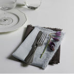 Handmade Cloth Napkins 100% Cotton Napkins with Fringe，Delicate Handmade Cloth Napkins for Dinners, Parties, Weddings and More，18 x 18 Inch Set of 12 - Light Grey - Image 4