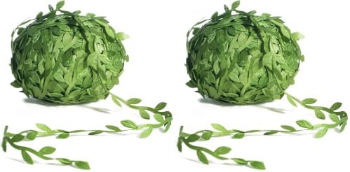 Naidiler 265 Ft Leaf Ribbon, Artificial Vines Leaves String Trim Ribbon Wild Jungle Botanical Greenery for Baby Shower Party Wedding Home Wreaths & DIY Craft (Pack of 2) by NaidilerBeautifyYourLife