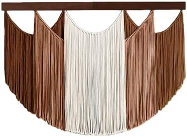 Jditngp Large Macrame Wall Hanging Tapestry,Boho Wall Art Decor Chic Bohemian Handmade Cotton Rope Woven Tapestry Home Decoration for Living Room Bedroom Apartment (31.5"WX29.5"L)Brown Beige Tassels by JditngpRoundBackdropCover