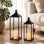 Lanterns Decorative Outdoor Indoor, 17" 13" Set of 2 Black Candle Lanterns - Image 5