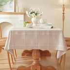 Zobesta Plaid Table Cloth Square 70x70 Inch Browm Linen Tablecloth Square - Image 2