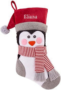 Let's Make Memories Personalized Christmas Stocking - Stockings for Family - Embroidered Name - Custom Christmas Decor - 8”x19” - Plush Friends - Penguin by LetsMakeMemories
