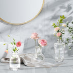 24PCS Clear Glass Bud Vases Set,Small Flower Arrangement Vase,Vintage Crystal Glass Design,Wedding,Party Decoration,Home Flower Arrangement (24) - Image 6