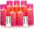 Flameless Candles,with Embedded Star String, Battery Operated Candles Flickering LED Pillar Candles with Remote Control and Timer, Home Decoration Add a Warm and Romantic Atmosphere，Set of 7 (Pink) by sasigeiaa