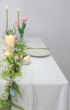 FEXIA 10Pcs White Cheesecloth Table Runner Wedding Bridal Boho Decorations - Image 6