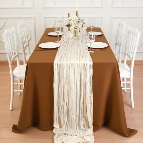10 Pack Ivory White Cheesecloth Table Runner 120 Inch Boho Wedding Decor - Image 4