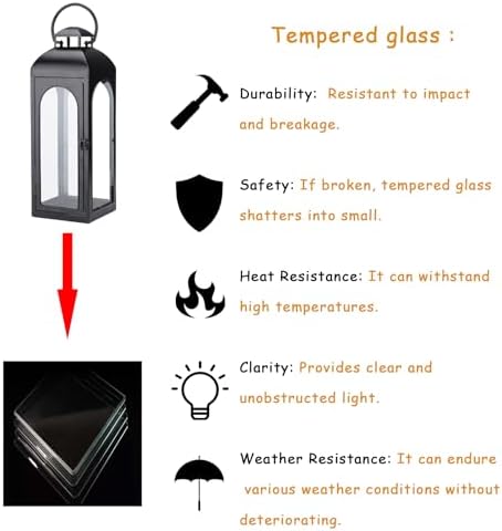 Bdor 20 Inch Outdoor Indoor Lantern Decor Black Metal Candle Lantern 1 Pack - Image 5
