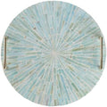 PEMAR Mother of Pearl Decorative Tray, 13" Round with Gold Metal Handles, Vanity/Perfume/Trinket Tray, Catchall for Dresser, Bathroom, Vanity Table (Teal Sunlight) by PEMAR