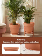 INGOFIN Terracotta Pot Set of 2 with Saucer - 10 Inch Ceramic Clay Pot for Plants with Drainage Hole, Large Terra Cotta Flower Planter with Tray for Indoor Outdoor Plants - Image 3