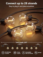 25Ft G40 LED Outdoor String Lights Waterproof with 27 Shatterproof Bulbs - Image 2