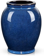Blue Large Ceramic Vases for Flowers Navy Blue Glazed Pottery Vases Rustic Modern Farmhouse Distressed Decorative Vase for Home Kitchen Mantel Shelf Living Room Table Centerpiece Decor - 6.7 Inch Tall by Hollyone
