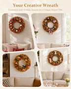 DDHS 20" Fall Wreath for Front Door，Artificial Boxwood Wreath-Hello Sign - Image 6
