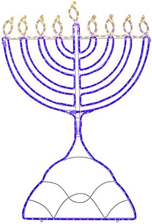 Northlight LED Lighted Hanukkah Rope Light Menorah 4.5' Blue/Clear Lights - Image 3