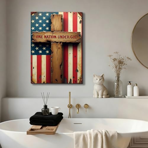 Ship Next Day – Framed American Flag Canvas Art, Patriotic Wall Decoration, Christian Home Decor, Independence Day Gifts, Stars and Stripes Painting, Made in USA - Image 4