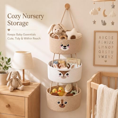 Novabright 3 Tier over The Door Hanging Basket Organizer with Hooks - Image 2