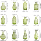 Green Small Bud Vases in Bulk 12, Vintage Embossed Flower Vases for Centerpieces, Boho Glass Vase for Flowers, Decorative Mini Vase for Wedding Decoration Party Baby Shower Home Dining Table - Image 7