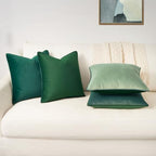 MONDAY MOOSE Decorative Throw Pillow Covers Cushion Cases, Set of 4 Soft Velvet Modern Double-Sided Designs, Mix and Match for Home Decor, Pillow Inserts Not Included (16x16 inch, Sage/Dark Green) - Image 5