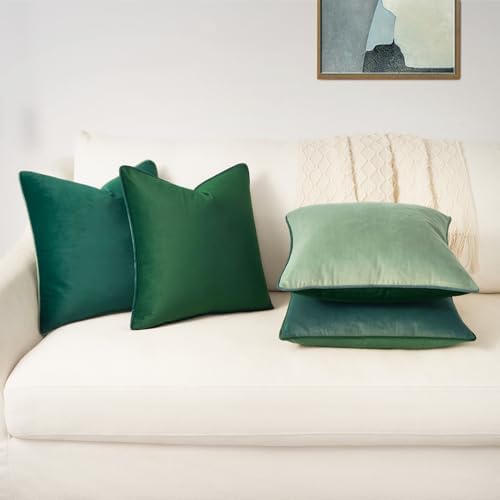 MONDAY MOOSE Decorative Throw Pillow Covers Cushion Cases, Set of 4 Soft Velvet Modern Double-Sided Designs, Mix and Match for Home Decor, Pillow Inserts Not Included (16x16 inch, Sage/Dark Green) - Image 5