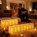 Happy Birthday Decoration for Men Women, Valentine’s Day Light Up Letters Luminary Bags with 30 Bright LED Candles, 2000 Rose Petals, 10 Balloons, Surprise Birthday Party Banner Signs by VidwanHome%E2%80%93OrderYousToda