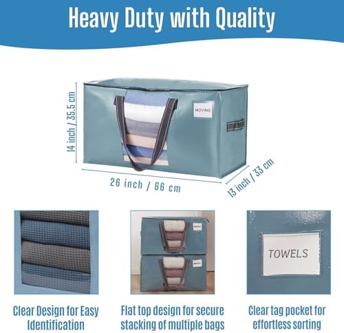 VENO Moving Bags, Wide Open Top, Clear Window, Light Blue, 10 Pack - Image 3