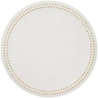 Bodrum Pearls Round Embroidered Placemats Set of 4 – 15" Elegant Table Mats for Dining, Weddings & Special Occasions, Decorative, Wipe-Clean Vinyl Placemats, Antique White/Gold by Unknown