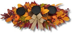 Svndlyn 26 Inch Fall Candle Holder Centerpiece with Pumpkins and Burlap Bow - Image 3