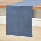 Solino Home 100% Pure Linen Table Runner Blue Denim, Athena 14 x 144 in by SolinoHome