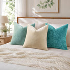 decorUhome Soft Chenille Turquoise Throw Pillow Covers 22X22 Set of 2 - Image 4