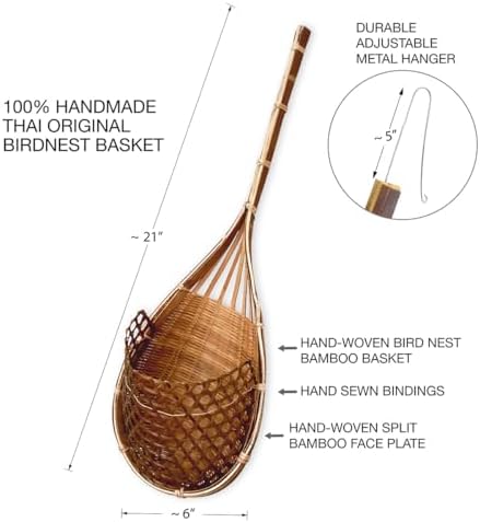 Handmade 100% Thai Bamboo Super Sanctuary Hanging Orchid Basket - 6 Inch Set of 2 - Image 6