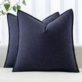 MIULEE Decorative Linen Pillow Covers 20x20 Inch Navy by MIULEE