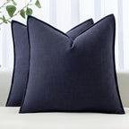 MIULEE Decorative Linen Pillow Covers 20x20 Inch Navy by MIULEE