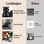 Large Candle Holders for Pillar Candles - Decorative Rustic Centerpiece Pillars Compatible with Battery-Operated Candles - Tall Farmhouse Wooden Candle Holders Pillar - Set of 3 - Image 2