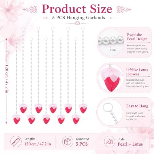 10 Pcs Diwali Decorations Lotus Hangings Garlands Pearl Flower - Image 2