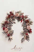 Ling's moment Flower Garland, 5FT Eucalyptus & Rose Burgundy & Dusty Rose - Image 5