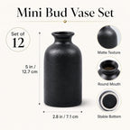 Black Bud Vases Set of 12 - Mini Black Ceramic Vase for Flowers, Small Modern Bud Vase for Table Decor, Boho Centerpiece for Home Decor, Centerpieces in Bulk for Wedding, Table, Party Decor - Image 2