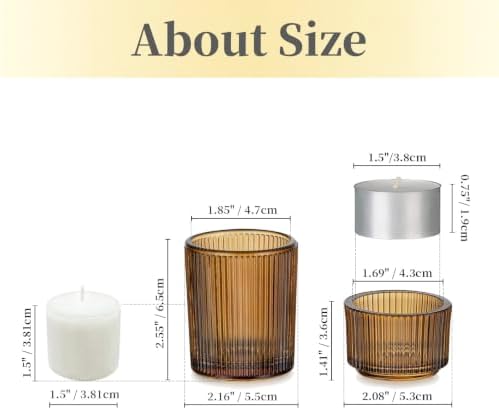 Hewory Glass Tealight Candle Holder: 24 PCS Brown Votive Candle Holders - Image 2