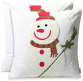 Set of 2 Christmas Throw Pillow Covers Embroidery Farmhouse Decorations Holiday Decor Throw Cushion Case for Winter Home Couch (Snowman) by Pilmandu