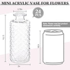 Honeydak Set of 24 Plastic Mini Bud Vases, Vintage Clear Decorative Vases Bulk for Table Centerpieces, Wedding Reception, Baby Shower, Home Decor, Housewarming Gift(Micro-Diamond) - Image 5