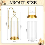 Set of 2 Gold Wall Candle Sconces Decor Wall Candle Holder for Pillar Candles - Modern Metal Hurricane Lantern Decoration for Indoor Porch Fireplace Bathroom Living Room - Image 2