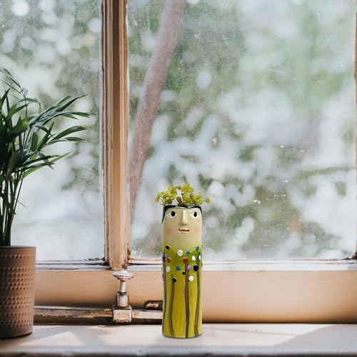 Spring Family Bud Vases, Resin Bohemian Family Vase, Girls Face Cute Hand Painted Vase, Cute Hand Character Vase, for Home Decor Living Room Personalized Decor (4PCS，b) - Image 3
